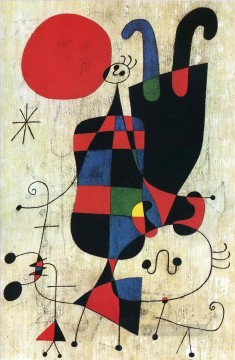 Joan Miró Painting - Figuras y perro delante del sol Joan Miró